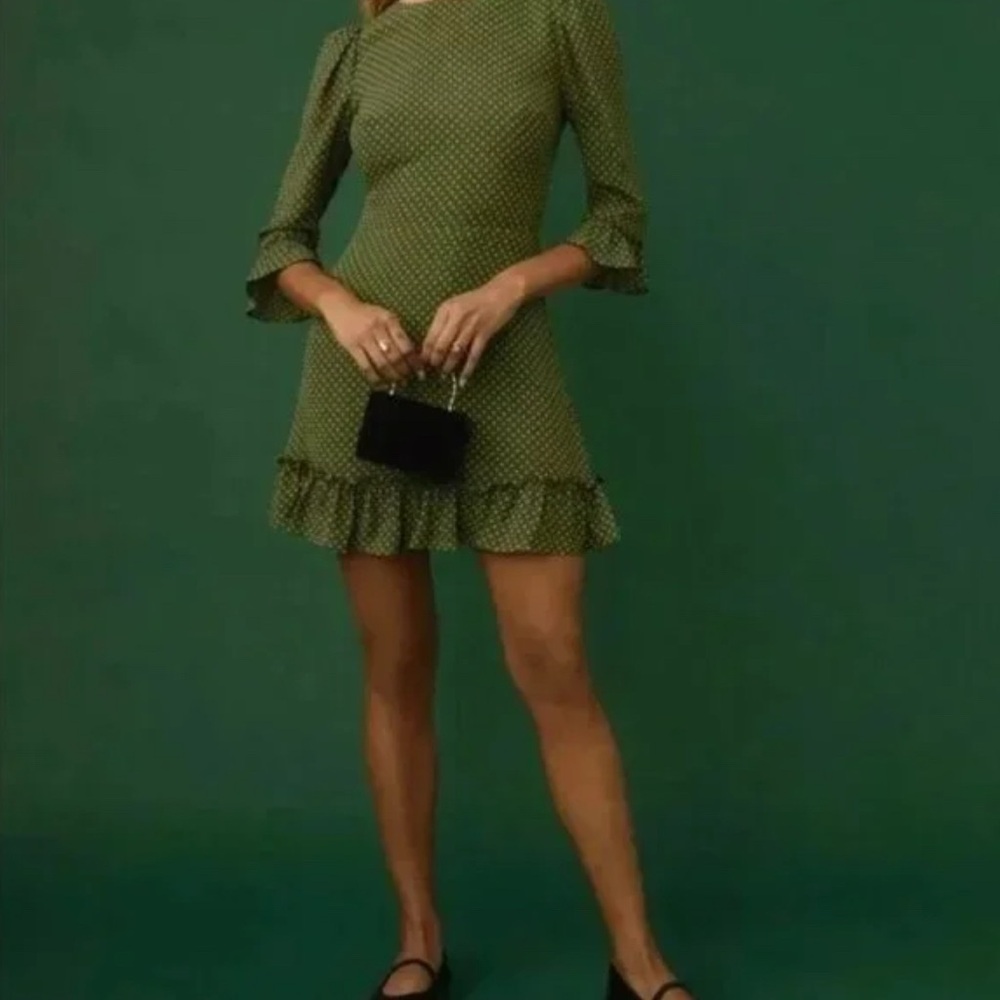 Reformation Green Polka Dot Dress